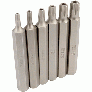 Torx® insert bit set with hole